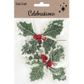 XMAS LARGE HOLLY LEAF RED BERRY 4PCS