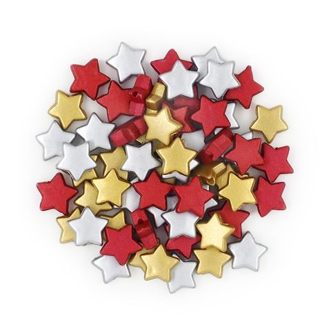 XMAS PLASTIC METALLIC STAR BEADS 60PCS