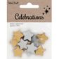 XMAS WOOD 19MM STAR BEADS 12PCS