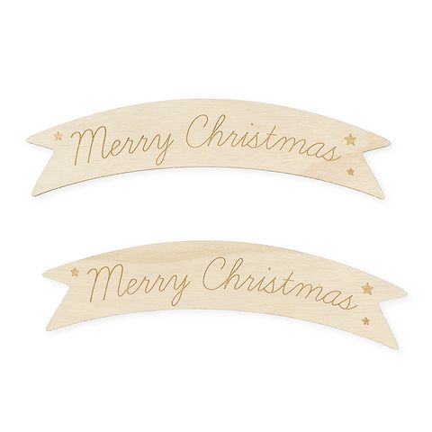 XMAS WOOD BANNER MERRY XMAS 2PCS