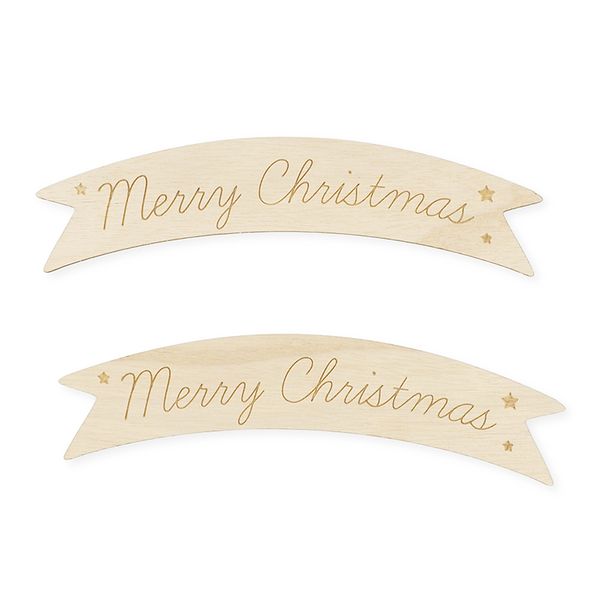 XMAS WOOD BANNER MERRY XMAS 2PCS