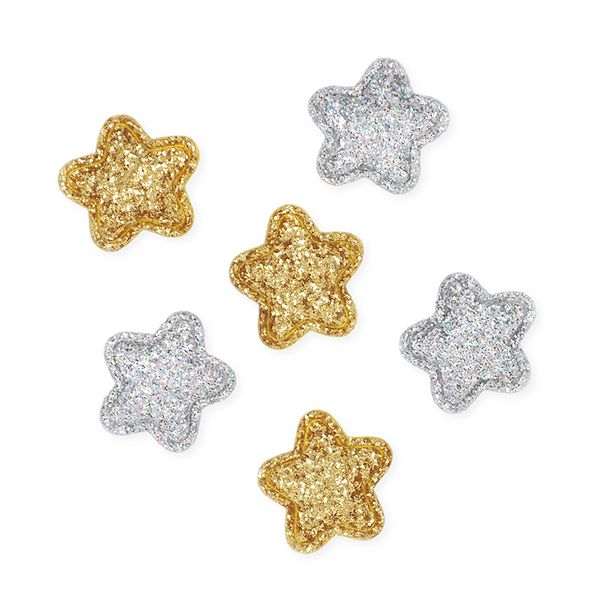 XMAS FELT GLITTER SHAPES MINI STARS 8PCS