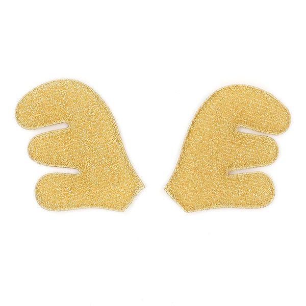 XMAS FELT SHAPES 71MM ANTLERS GOLD 4PCS