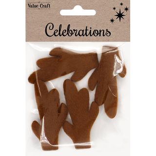 XMAS FELT SHAPES 68MM ANTLERS BROWN 4PCS