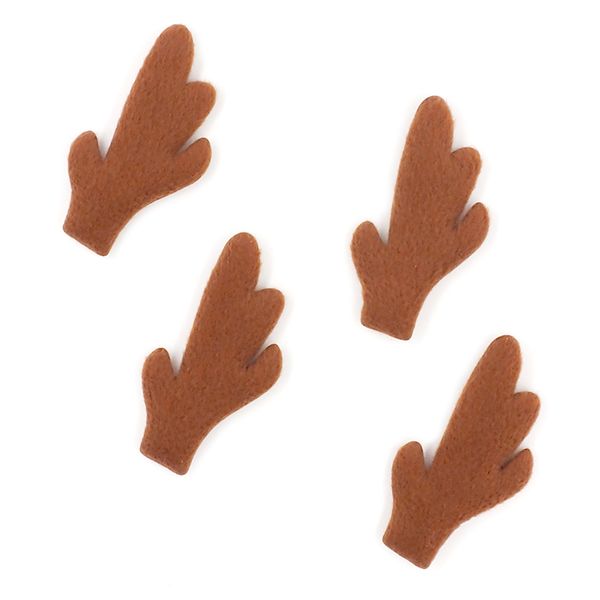 XMAS FELT SHAPES 68MM ANTLERS BROWN 4PCS