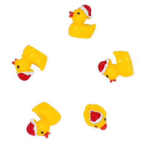 XMAS MINI RESIN DUCKS W HATS 6PCS