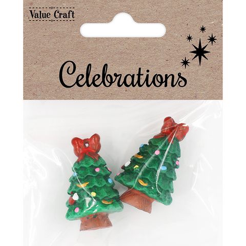 XMAS MINI RESIN CHRISTMAS TREES 2PCS