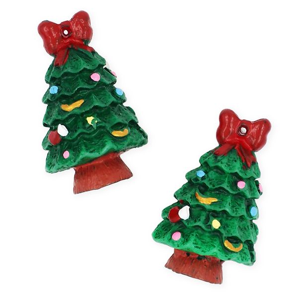 XMAS MINI RESIN CHRISTMAS TREES 2PCS