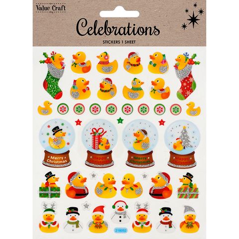 XMAS GLITTER STICKERS DUCKS 1SH