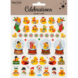 XMAS GLITTER STICKERS DUCKS 1SH