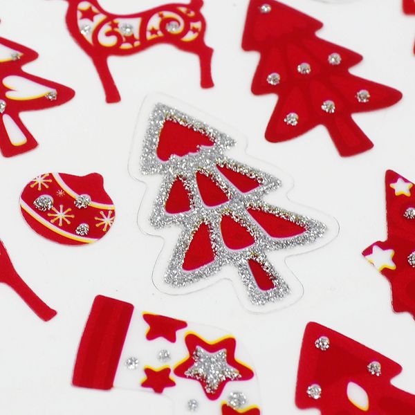 XMAS GLITER STICKERS TRADITIONAL RED 1SH