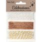 XMAS BAKERS TWINE GOLD SILVER ROSE 4M