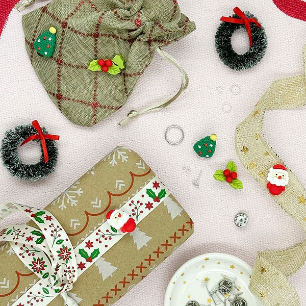 XMAS MINI POLYMER CLAY HOLLY 5PCS