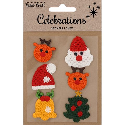 XMAS SB KNITTED MOTIFS STICKERS 1SH