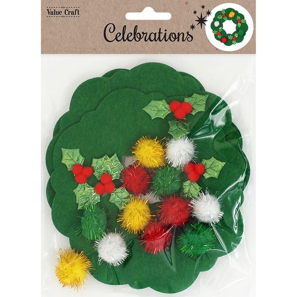 XMAS FELT WREATH CRAFT KIT 20PCS