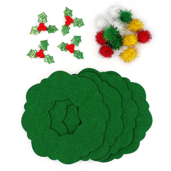 XMAS FELT WREATH CRAFT KIT 20PCS