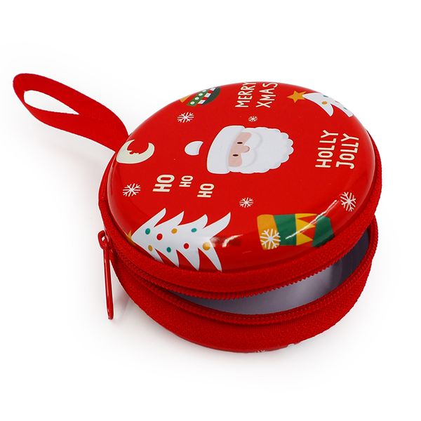 XMAS METAL ROUND CASE W ZIP 1PC