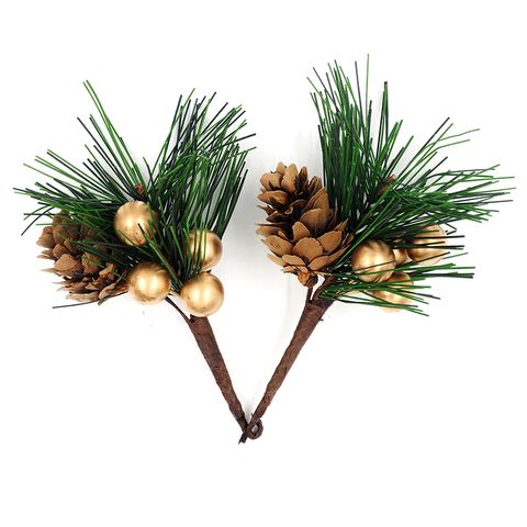 XMAS MINI PINECONE BAUBLE BUNCH GLD 2PCS