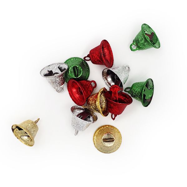 XMAS MINI 15MM GLITTER TRUE BELLS 12PCS