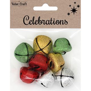 XMAS GLITTER 20MM SLEIGH BELLS 8PCS