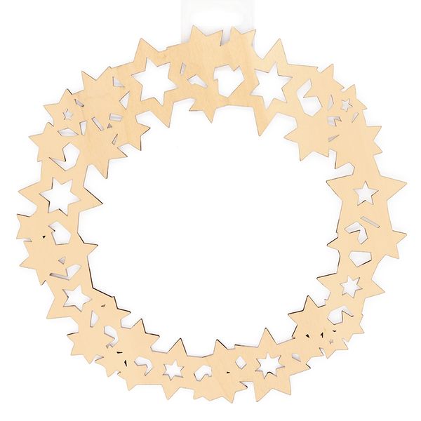 XMAS MDF 21CM STAR WREATH 1PC