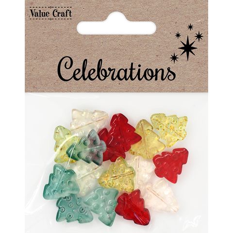 XMAS MINI XMAS TREE BEADS 16PCS