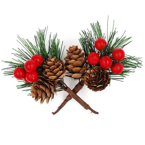 XMAS MINI PINECONE BAUBLE BUNCH RED 2PCS