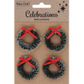 XMAS MINI WREATH EMBELLISHMENTS 4PCS