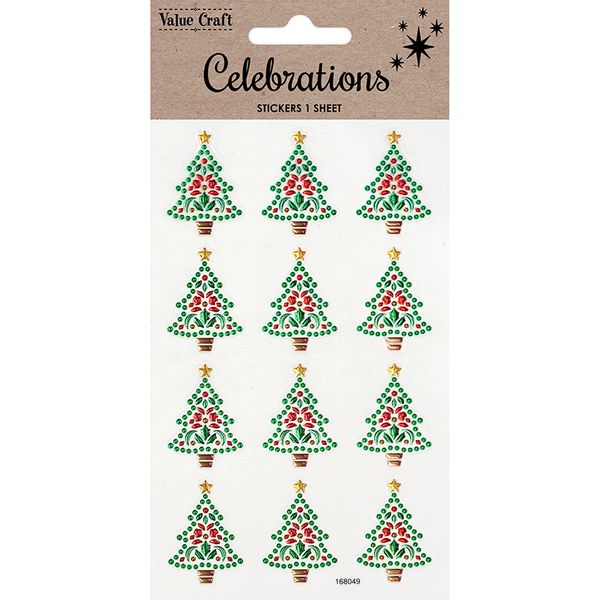 XMAS CRYSTAL STICKERS MINI TREES 1SH