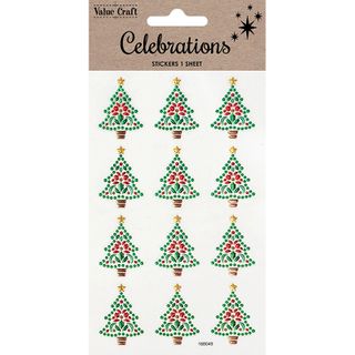 XMAS CRYSTAL STICKERS MINI TREES 1SH