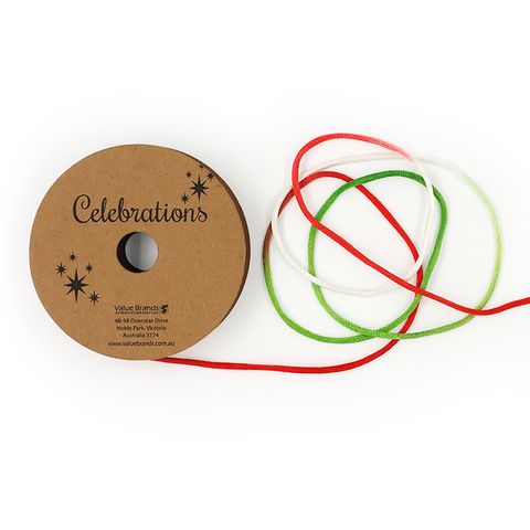 XMAS SATIN CORD 1MM CHRISTMAS 7M