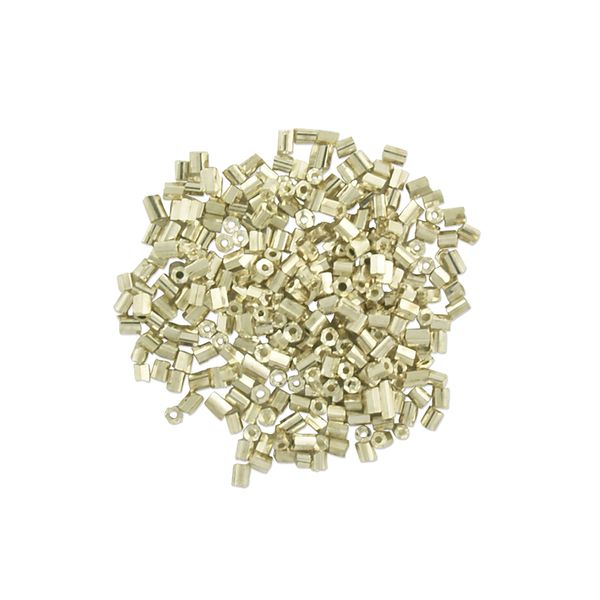 Bead Glass Bugle Tube Met Silver 25G