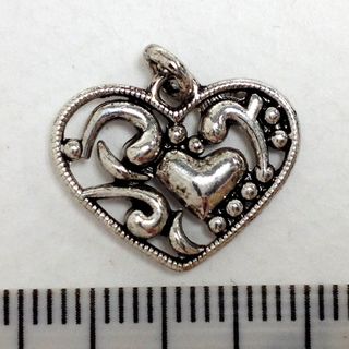 Metal Charms Heart Silver Medium Pkt3