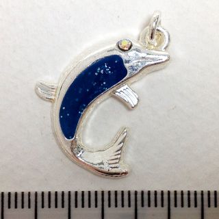 Metal Charms Dolphin Slv/Blue Med Pkt2