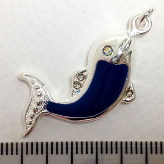 Metal Charms Dolphin Slv/Blue Lge Pkt2