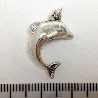 Metal Charms Dolphins Silver Med Pkt2