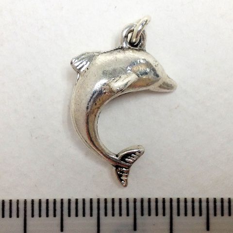 Metal Charms Dolphins Silver Med Pkt2