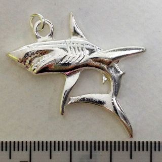 Metal Charms Shark Silver Large Pkt2