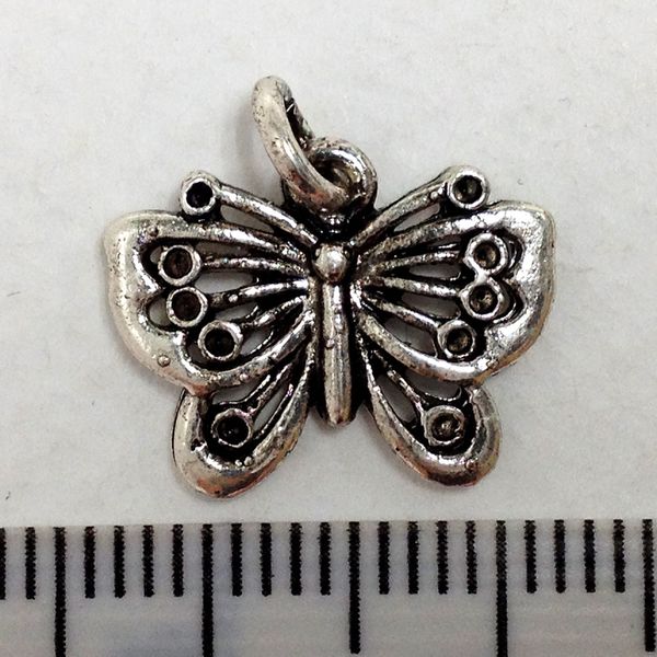 Metal Charms Butterfly Slv/Bl Med Pkt2