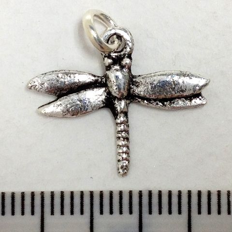 Metal Charms Dragonfly Silver Med Pkt2