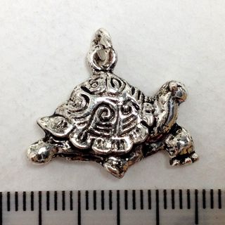Metal Charms Tortoise Silver Med Pkt 2
