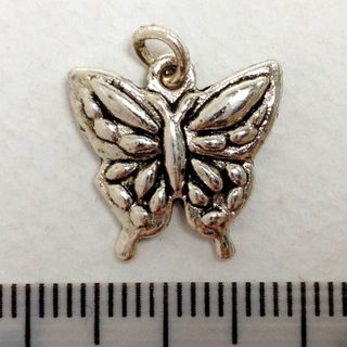 Metal Charms Butterflies Silver Med Pkt2