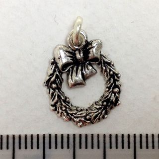 Metal Charms Wreath Silver Small Pkt2