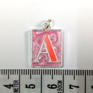 Metal Charms Initial A SiIver/Pink Pkt10