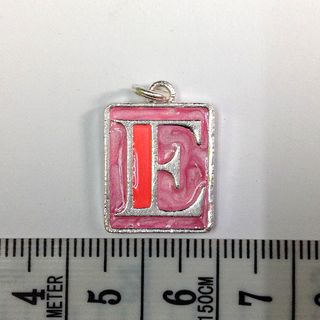 Metal Charms Initial E SiIver/Pink Pkt10