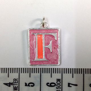 Metal Charms Initial F SiIver/Pink Pkt10