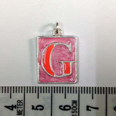 Metal Charms Initial G SiIver/Pink Pkt10