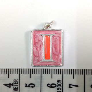 Metal Charms Initial I SiIver/Pink Pkt10