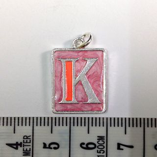 Metal Charms Initial K SiIver/Pink Pkt10
