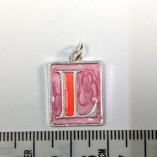 Metal Charms Initial L SiIver/Pink Pkt10